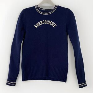 1990s Vintage Abercrombie + Fitch 100% Wool Logo Preppy Sweater Size Small Read